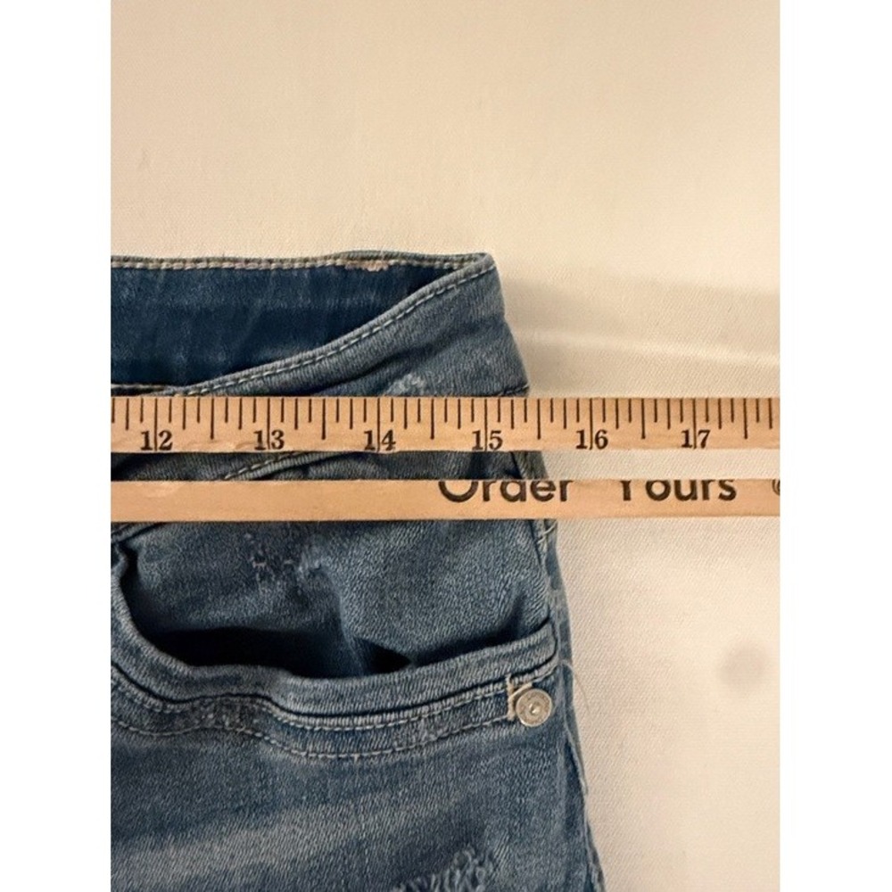 Democracy Seamless Ankle Skimmer Jeans Blue Distressed Raw Hem Size 6 B17560HSM - Picture 7 of 10